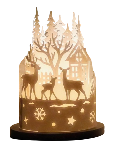 3D-gedruckte Winterdeko mit Rentieren